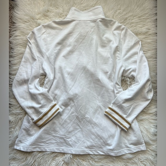 Quaker Factory Gold White Rhinestone Zip Up Jacket Light Weight Size XL - Picture 5 of 6